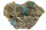 Cubic, Blue-Green Fluorite Crystals on Quartz - China #163571-2